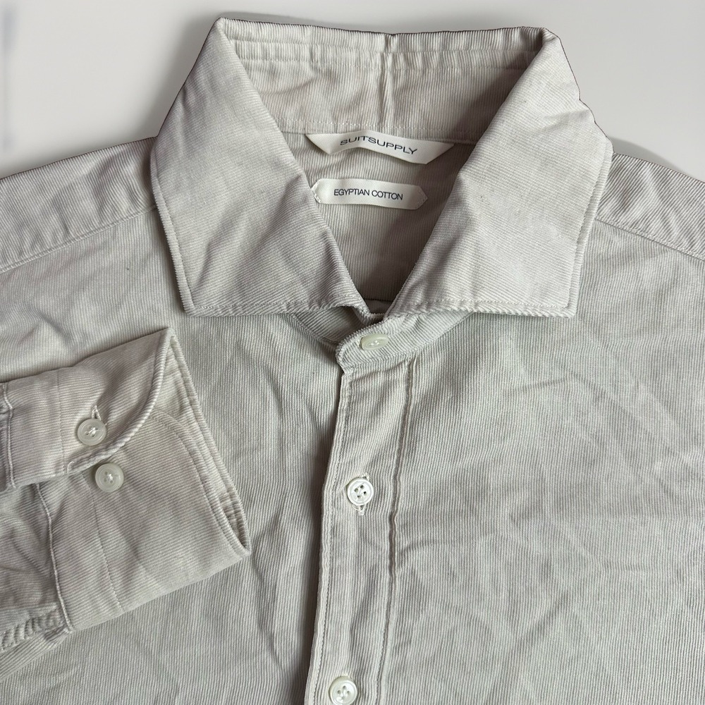 Suit Supply Dress Shirt Mens 15.5-39/40 Egyptian Cotton Corduroy Textured Knit